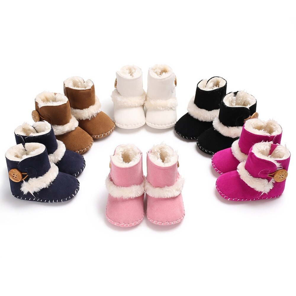 Bebê recém-nascido meninas botas de neve inverno quente sapatos botão sólido de pelúcia tornozelo botas de inverno do bebê unisex sapatos quentes