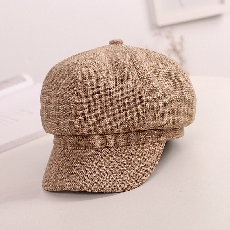 style eight-angle-cap women's England style retro-style retro-red hat red hat Korean-style duck's cap: Camel
