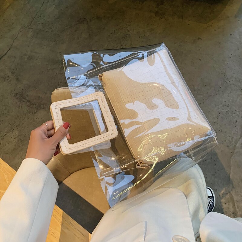 Sac fourre-tout Transparent en gelée été sac à main de en PVC pour femmes