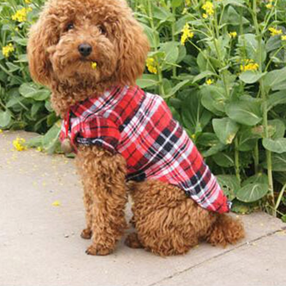 Plaid Dog Shirt Casual Puppy Clothing Short Sleeve T-shirt For Small Medium Dog Costume Pet Supplies