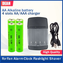 Batterie alcaline Rechargeable AA 1.5V 3000mAh + chargeur de batterie alcaline USB intelligent à 4 emplacements pour pile AA AAA 14500 10440 16340 10440