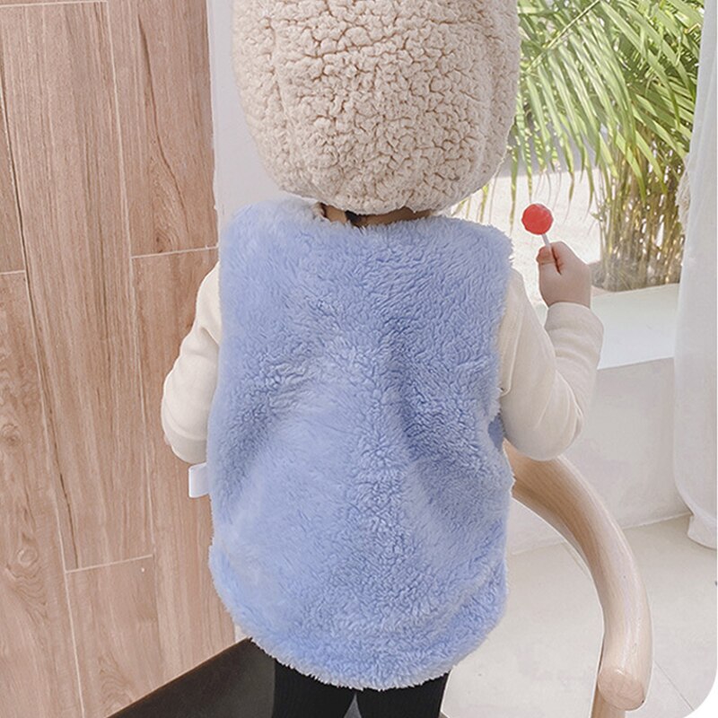 Hh Baby Herfst Wollen Vest Voor Meisjes Zachte Warme Katoenen Kleding Jongens Mode Mouwloze Kleding Kinderen Dikker Winter Vest Baby