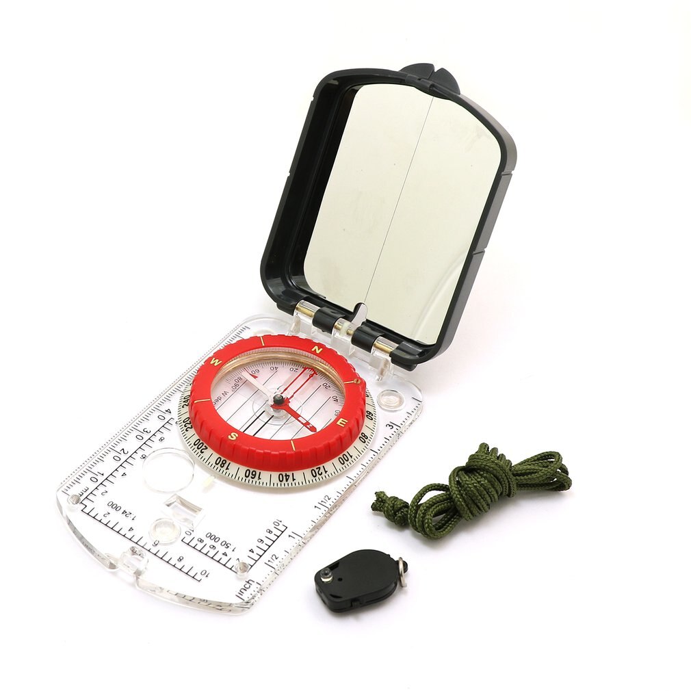Outdoor Camping Orienteering Map Compass Sighting Mirror Compass With Adjustable Declination Clinometer And LED Light: Default Title