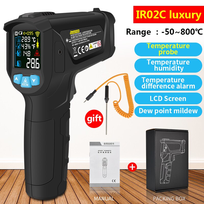 digital infrared thermometer termometro infrarojo digital Pyrometer infrared -50~800 degree Non-contact Temperature Tester: IR02C