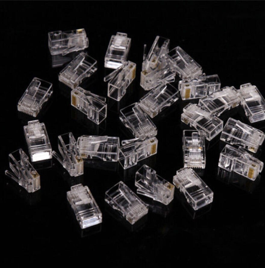 100Pcs Cat5 Cat5e Network Connector 8P8C RJ45 Metal Cable Modular Plug Terminals