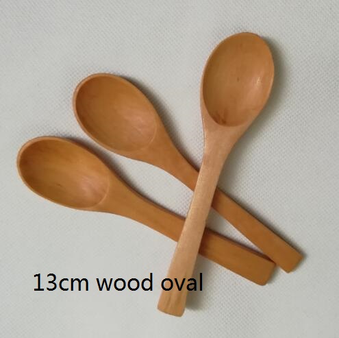 (50 Stuks) 9Cm 13Cm 15Cm Houten Lepels Honing Lepel Baby Lepels Bamboe Lepels: 13cm wood oval