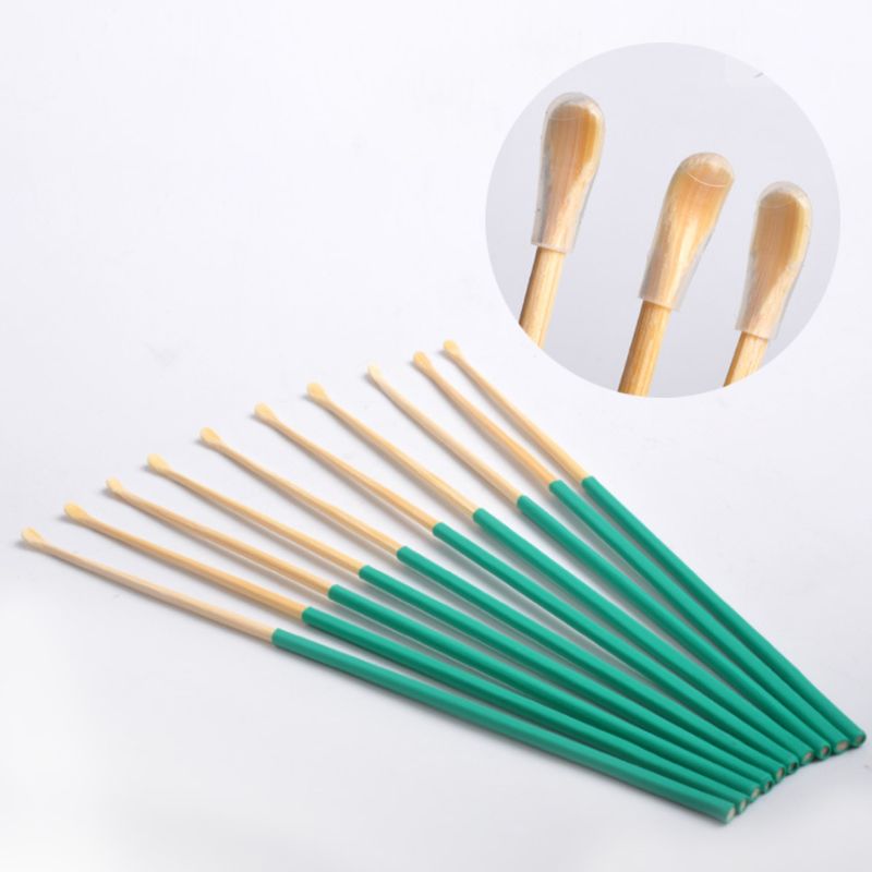 Cuillère pour nettoyeur d'oreille en bois de bambou, avec manche en caoutchouc vert antidérapant, retrait du cérumen, avec couvercle en Silicone souple, soins de santé