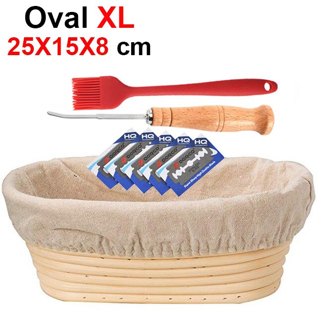 UPORS Natural Bread Proofing Basket Rattan Oval Wicker Sourdough Dough Fermentation Banneton Bread Basket: Oval 25X15X8