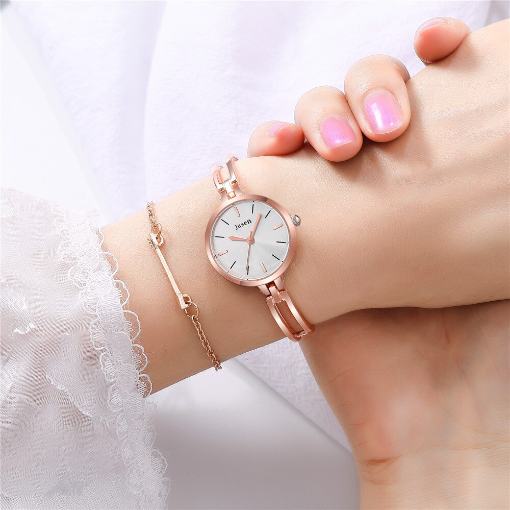 Luxe Vrouwen Armband Horloges Minimalistische Kwaliteiten Dames Quartz Horloges Goud Zilver Rvs Vrouw Klok