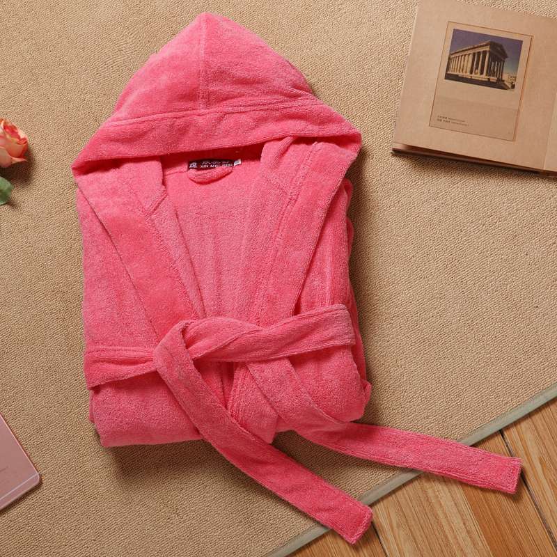 Bathrobe Men Cotton Towel Fleece Long Bath Robe Man Sleeping Robe Warm Bathrobe Sleepwear Male Pajamas Night Dressing Gown XXL: PINK / XL