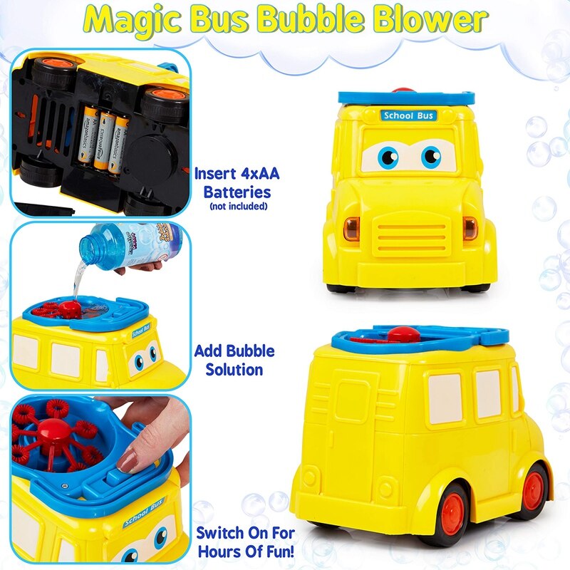 Bubble Machine for Kids Automatic Bubble Blower for Toddlers and Babies Fun School Bus Bubble Maker for Indoor Outdoor