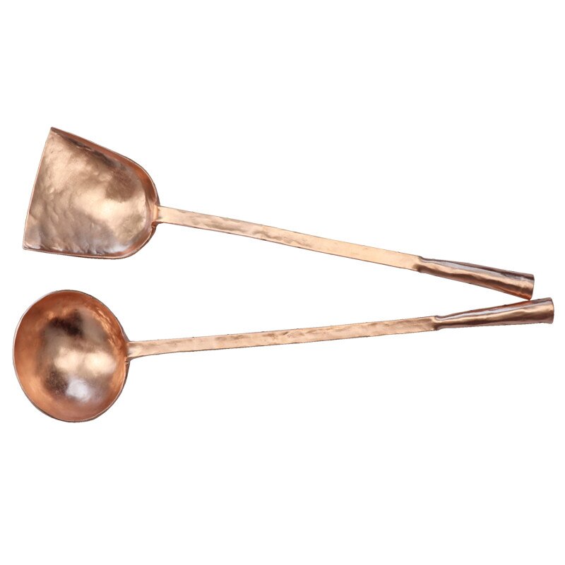 Thickened copper large spoon Pure copper spoon Long handle copper shovel Fried vegetable copper spoon wooden spoons for cooking