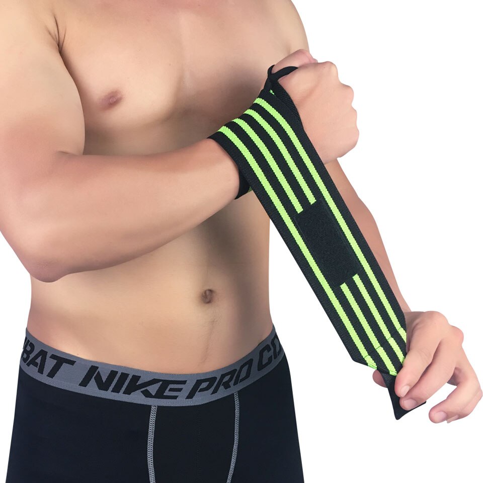 1Pcs Colorful Wrist Band Adjustable Wristband Brace Wrap Bandage Gym Strap Wrist Support Band For Weight Lifting: Green / Right