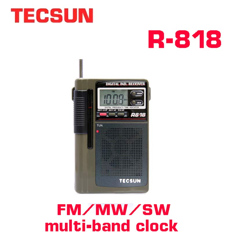 TECSUN R-818 FM/MW/SW Radio Dual Conversion World Band Radio Receiver With Built-In Speaker Internet Radio Portatil