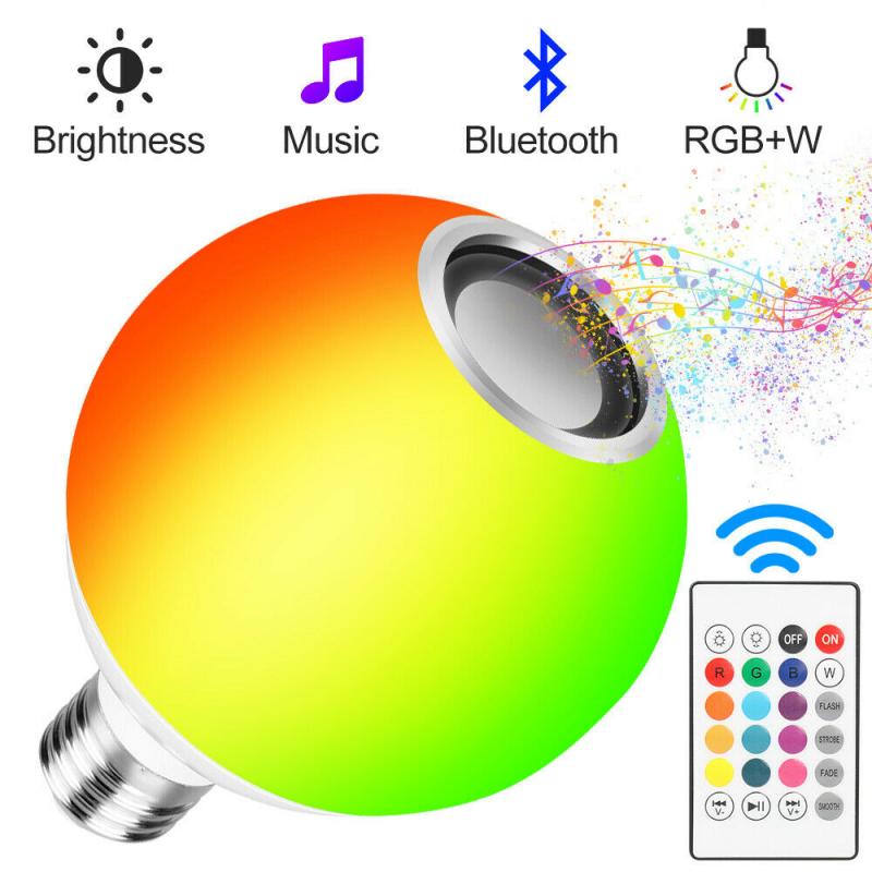 Bluetooth Muziek Bulb Lamp Wit Licht Afstandsbediening Kleurrijke Rgb Kleur Veranderende Bluetooth Lamp E27 Rgb Led Gloeilamp