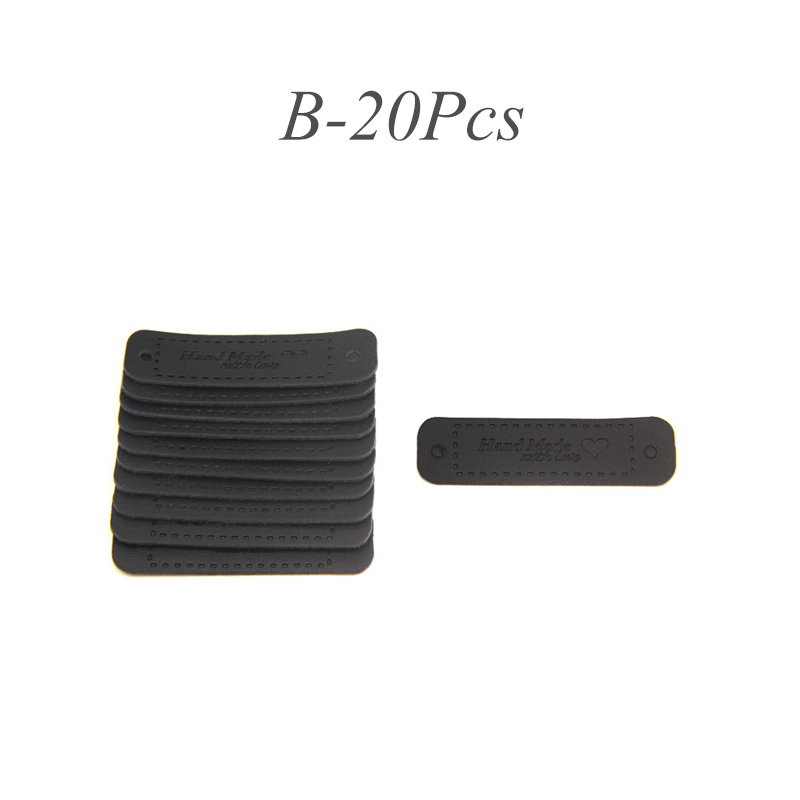 20 pezzi fatti a mano con amore abbronzante etichette fatte a mano indumento etichette fatte a mano in pelle artigianato fai da te: B