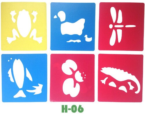 108 allerlei Figuren Schilderen Templates Voorschoolse Vroeg Onderwijs Tekening Tools Stencil voor Kids Air Brush/Spray voor Muur /venster: H-06 (6pcs)