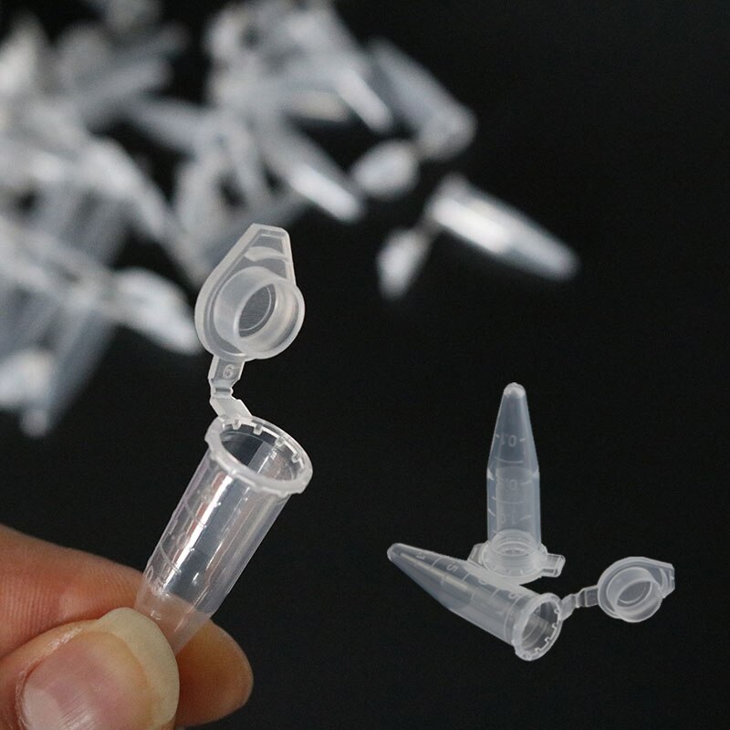 Micro tube à essai 0.2-1.5 ml, 50 tubes à essai, récipient en plastique transparent, accessoires de test scientifique de laboratoire