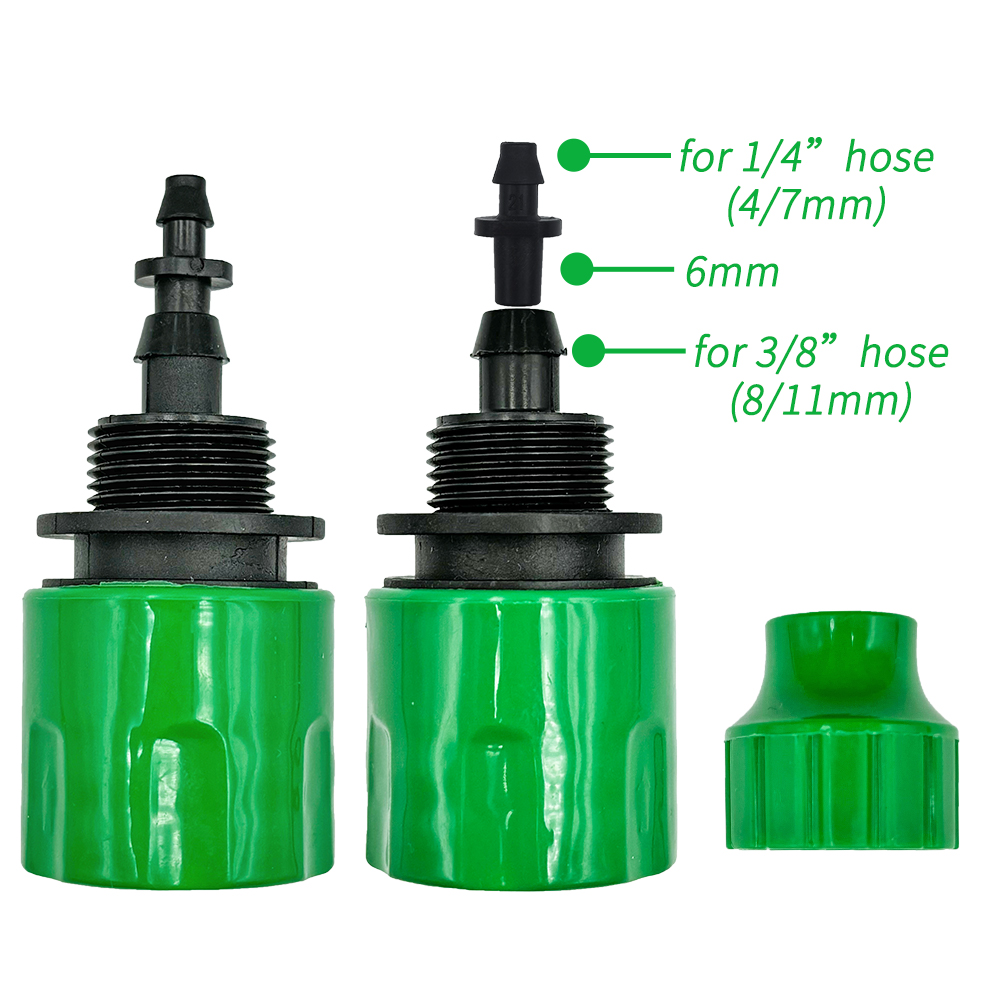 Adattatore ad innesto rapido da 2 pezzi con connettore spinato da 1/4 (ID 4 mm) o 3/8 pollici (8 mm) per irrigazione giardino irrigazione serra