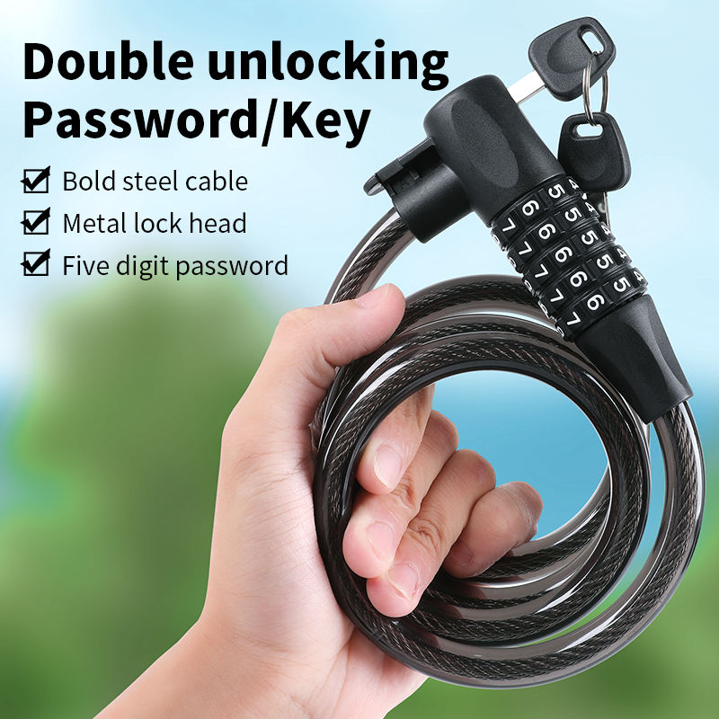 5-cijferige Resetbare Combinatie Fietsslot Anti-Diefstal Scooter Beveiliging Staaldraad Kabel Fietsslot