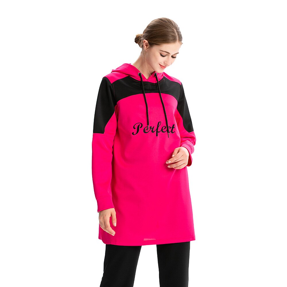 Sudadera con capucha árabe musulmana para mujer, Top deportivo para correr, chándal de manga larga con letras, ropa deportiva