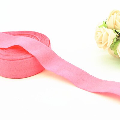20mm Fold Over Rubber Band Multirole Fabric Spandex 2cm Elastic Bands Tape Garment For Pants Sewing Accessories 5yards: watermelon red 5yard