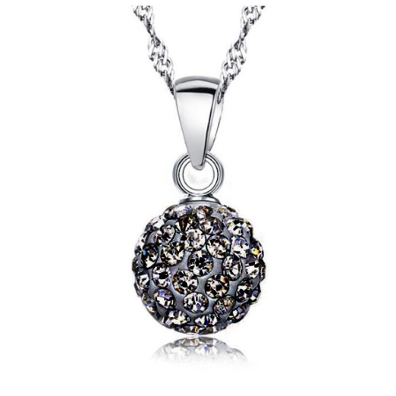 Qianbei Shiny Latest Jewelry Necklace Silver Color Austrian Crystal Pave Disco Ball Lever Back Pendant Necklace Women: Gray