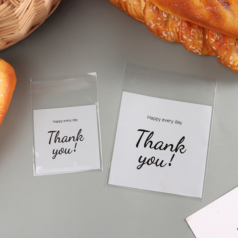 100 Stück Plastiktüzehn Dankeschön-Keksbeutel, selbstklebende Süßigkeitenbeutel für Hochzeit, Geburtstag, Party, Geschenktüte, Kekse, Backen, Verpackungsbeutel
