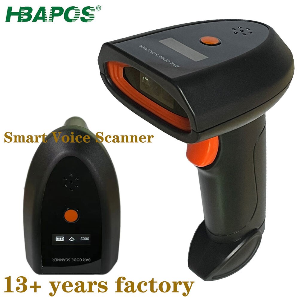 HBAPOS-escáner de código de barras inalámbrico, lector de imágenes PDF417 de mano, matriz de datos, decodificador de código de barras, Bluetooth, USB, cable UPC 1D 2D QR