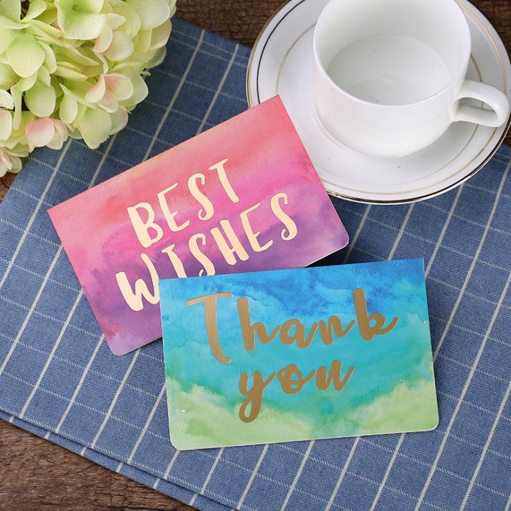 2 stks Goud Stempel Papier Verjaardagskaart Greenting Met envelop Kerstmis Dank U Bronzing Kaart