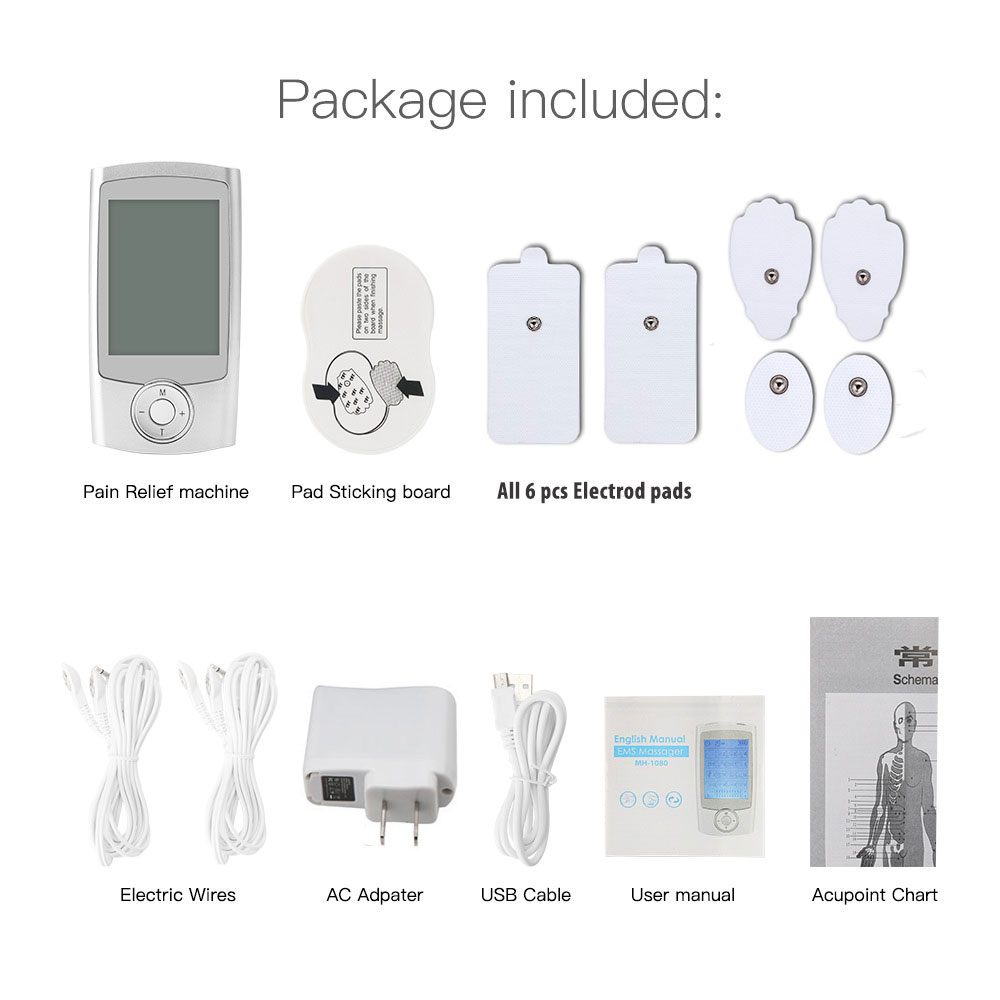 Máquina Tens de 16 modos, Estimulador eléctrico de masaje muscular Ems, electroestimulador Digital, relajación, alivio del dolor corporal, almohadilla de electrodos: Multicolor