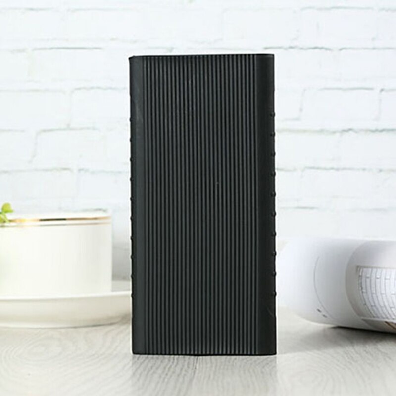 Silicone Protector Case Cover For Xiaomi Power Bank 2 10000 MAh Dual USB Port Skin Shell Sleeve For Power Bank: Black