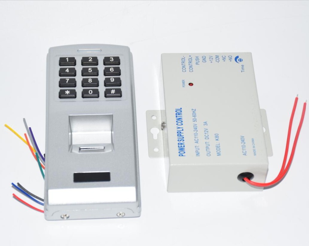 With power supply adapter 12V 3A Fingerprint password keypad access control reader for security door lock system gate opener use