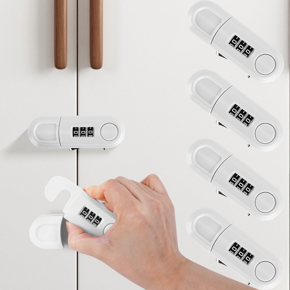 Drawer Password Lock Non Perforated Cabinet Door Safety Lock Double Opening Refrigerator Lock Home Office Anti-theft Lock