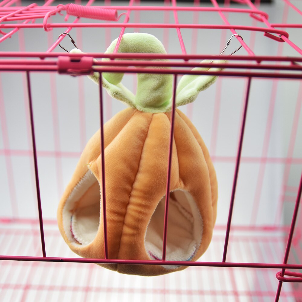 Hamaca colgante de calabaza para cama de hámster, hamaca de invierno cálida de lana para mascota pequeña, ardilla, ratón, jaula y casa con cama, nido, accesorio para hámster