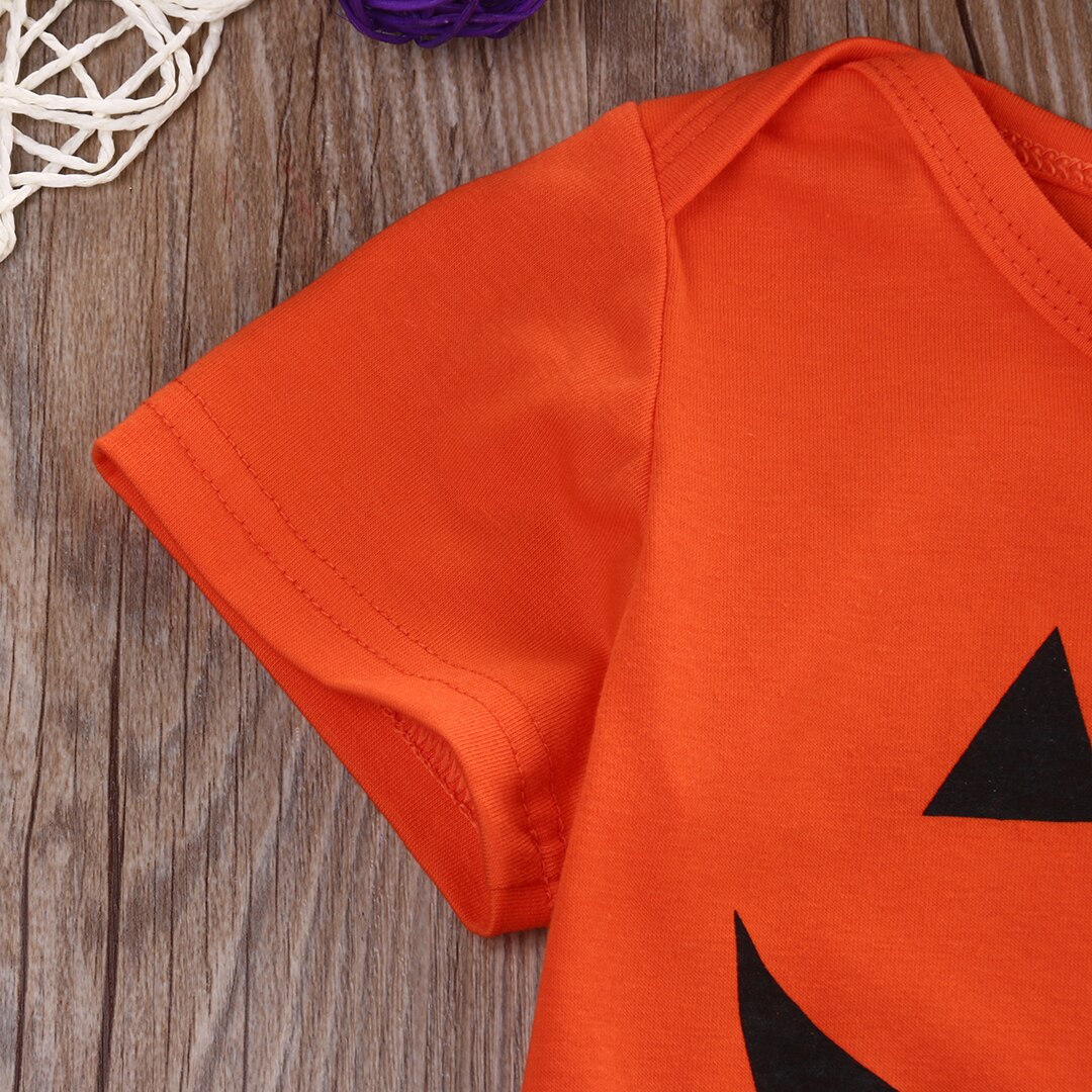 Halloween bébé garçons filles tenues Orange dessin animé citrouille imprimer body enfant en bas âge manches longues/courtes combinaisons 0-24M vêtements