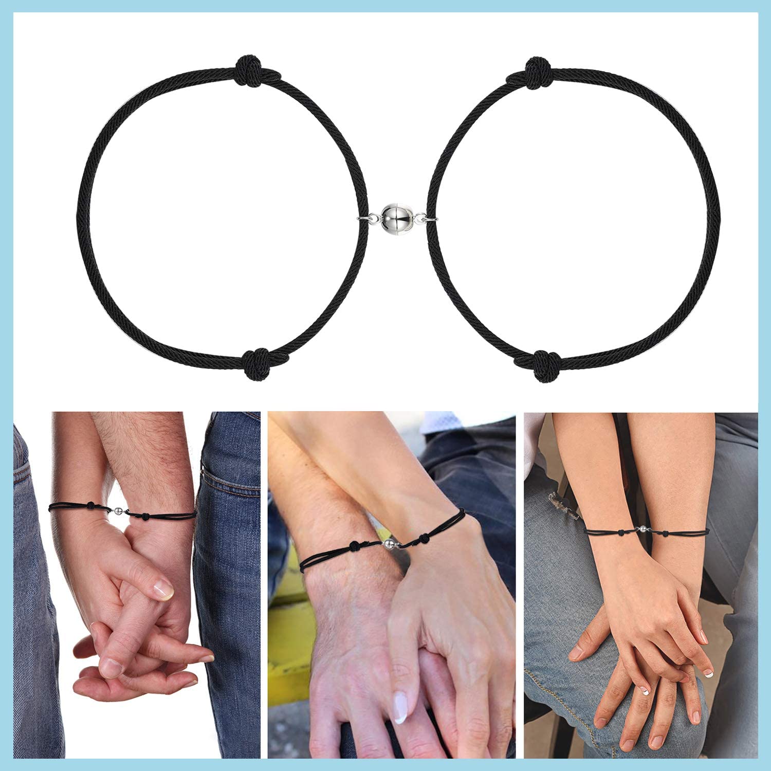 2 Stuks Paar Armband Liefde Vriendschap Touw Gevlochten Afstand Magnetische Armbanden Gekoppeld Sieraden Lover Vrouwen Mannen Charm Armband