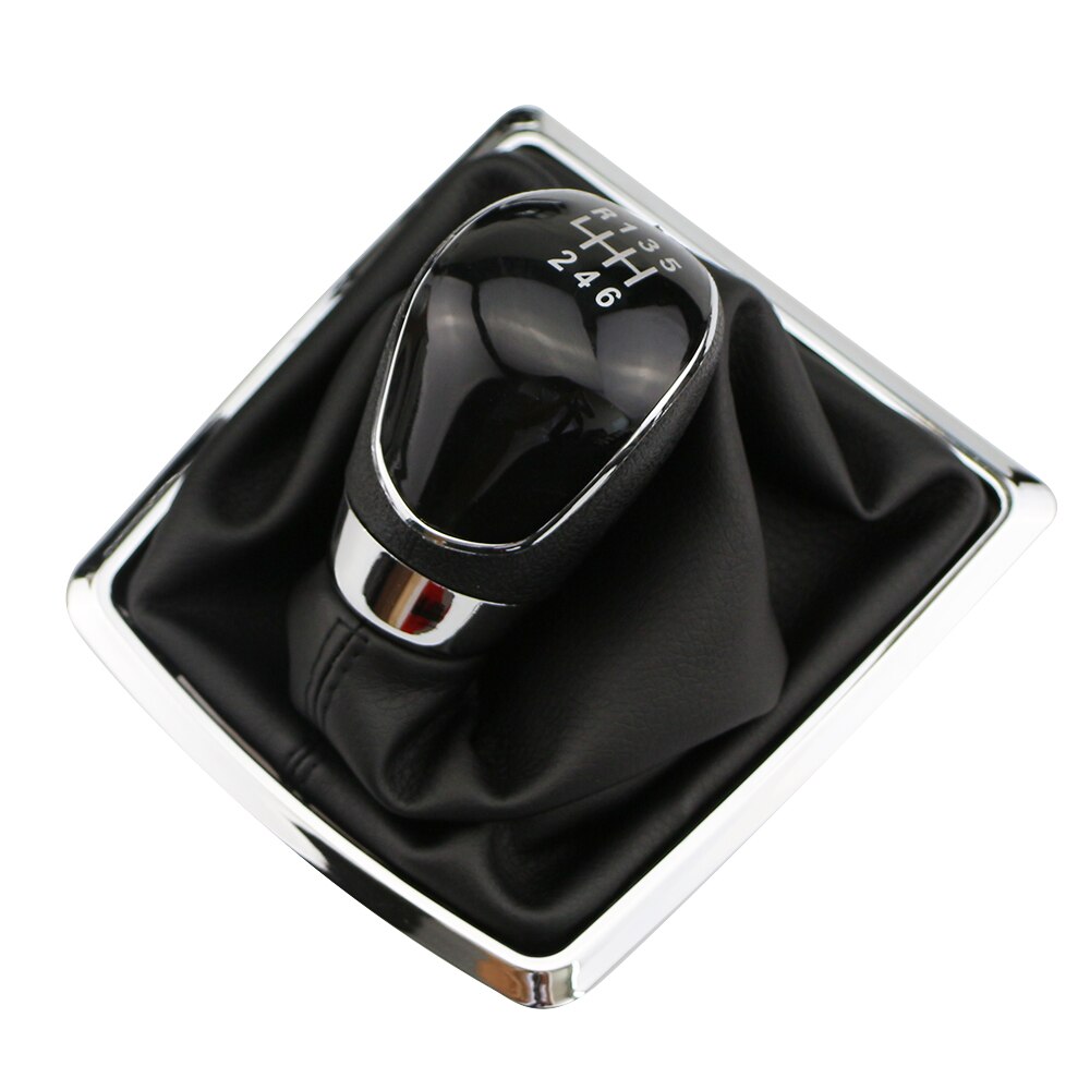 Gear Shift Knob Gaiter Boot Lever Stick Handle Head Cover 5/6 Speed Car Styling Accessories For Ford Focus 2 MK2 Fiesta Kuga: 6 Black With Dust