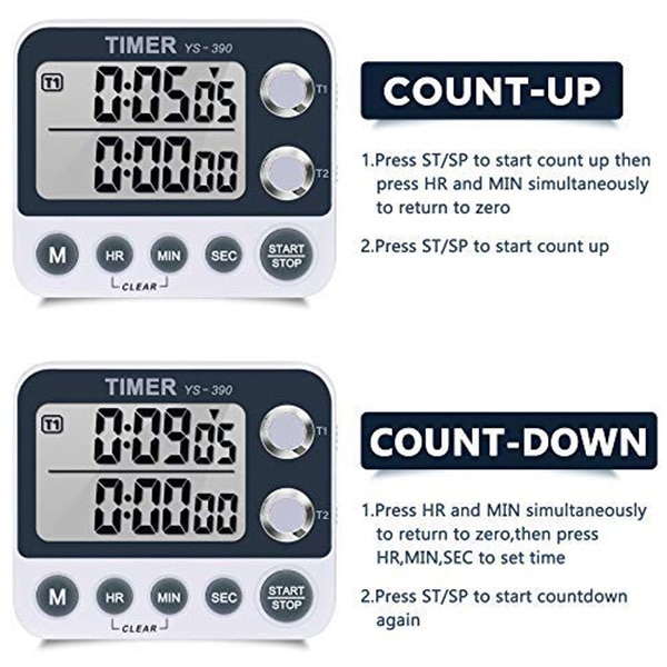 Digital Kitchen Timer netic Back,Cooking Timer,Large Display Loud Alarm Count-Up & Count Down For Cooking Baking Sports Games