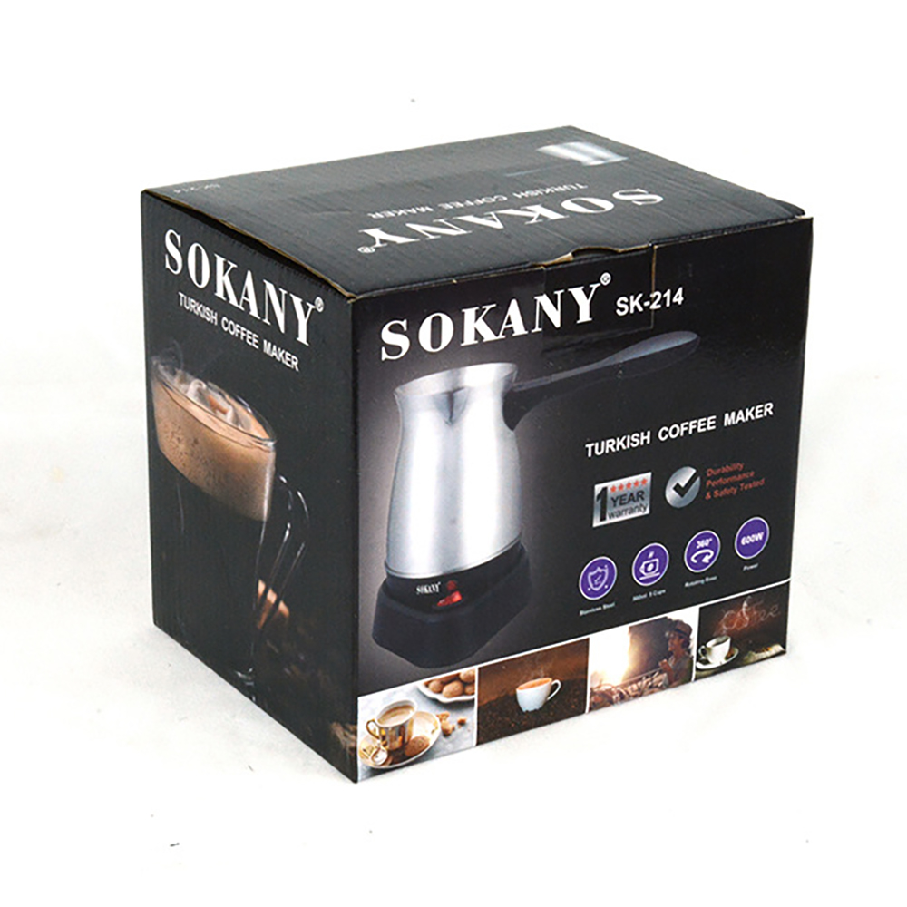 Tetera eléctrica portátil de acero inoxidable, cafetera turca y griega de 500ML, Moka, 220V, 5 tazas, hervidor de agua