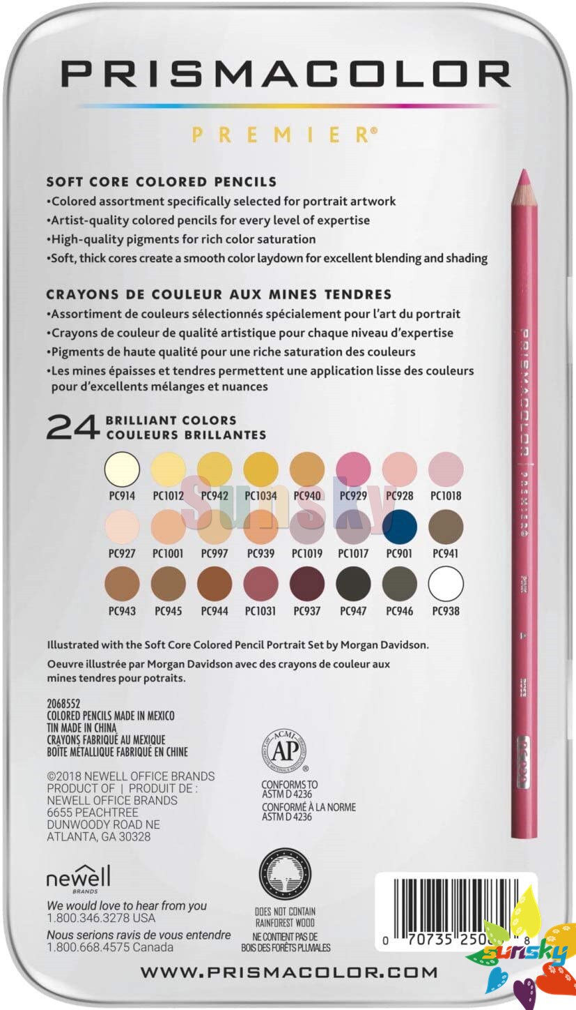 24 couleurs usa Original portrait peau dessin crayon couleur grasse crayon artiste sanford prismacolor couleur ensemble de crayons