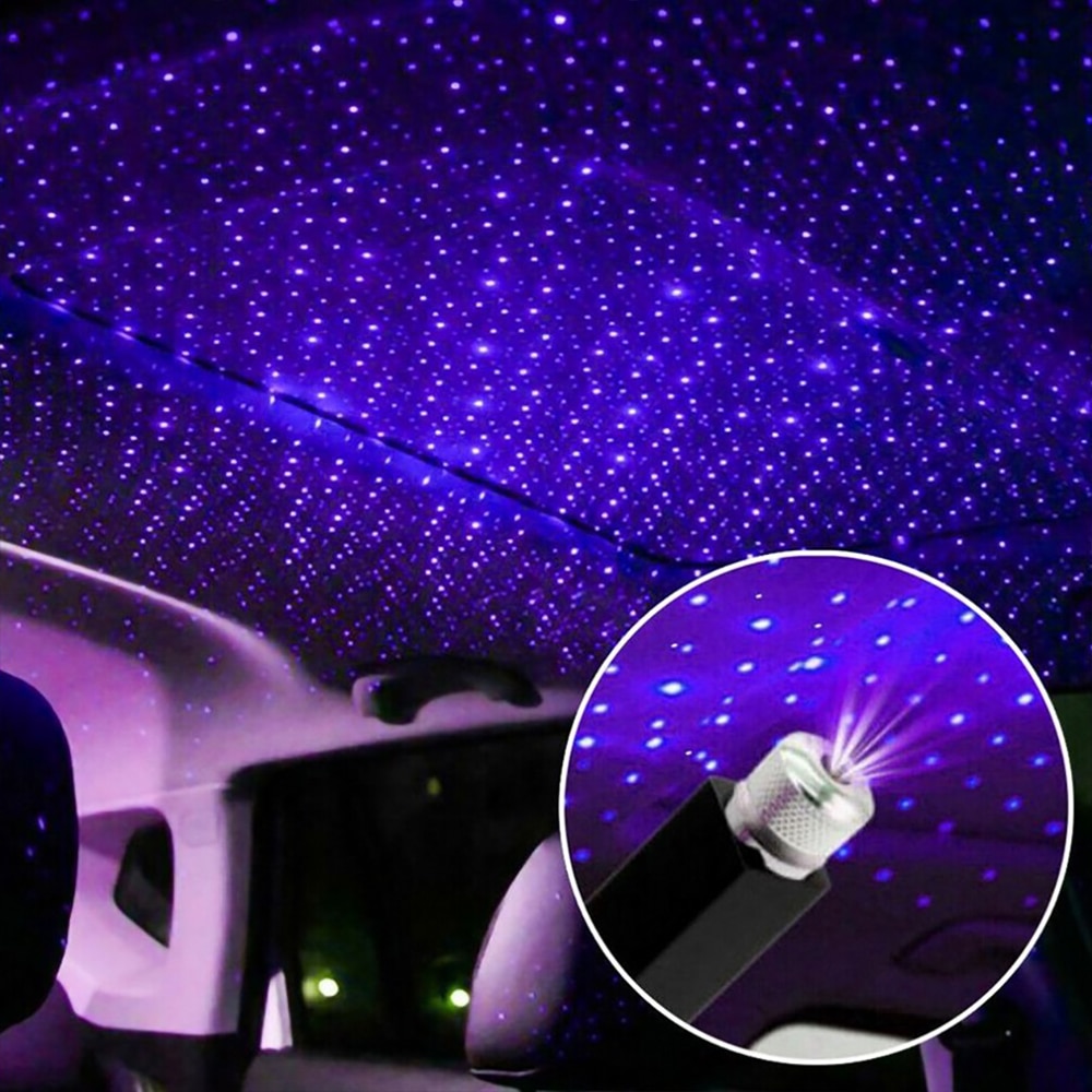 USB Decorative Lamps Adjustable Car Interior Decor Light Mini LED Car Roof Star Night Light Projector Atmosphere Galaxy Lamp: bule