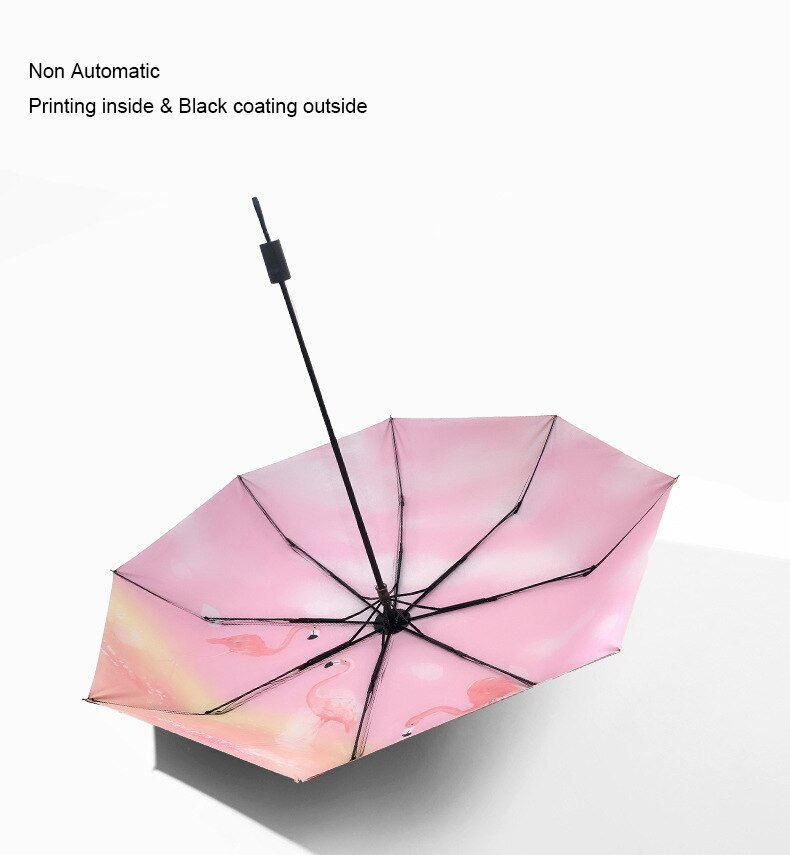3 Folding Windproof Van Gogh Oil Painting Umbrella Outdoor Women Sun Protection Umbrella For Women Girl: 5.Non Automatic