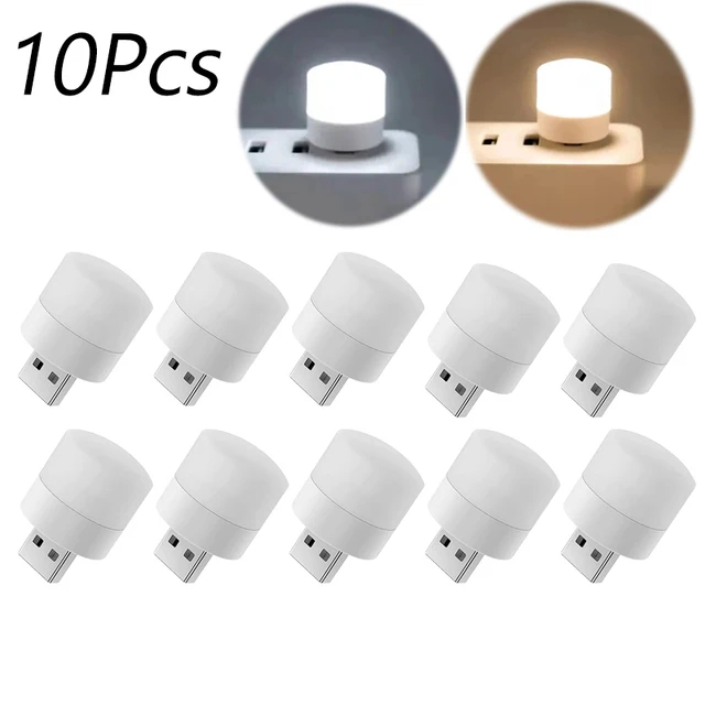 1/10PCS USB Plug Lamp 5V 1W Bright Eye Protection Book Reading Light Mobile Power Charging Warm White USB Small LED Night Light: Yellow