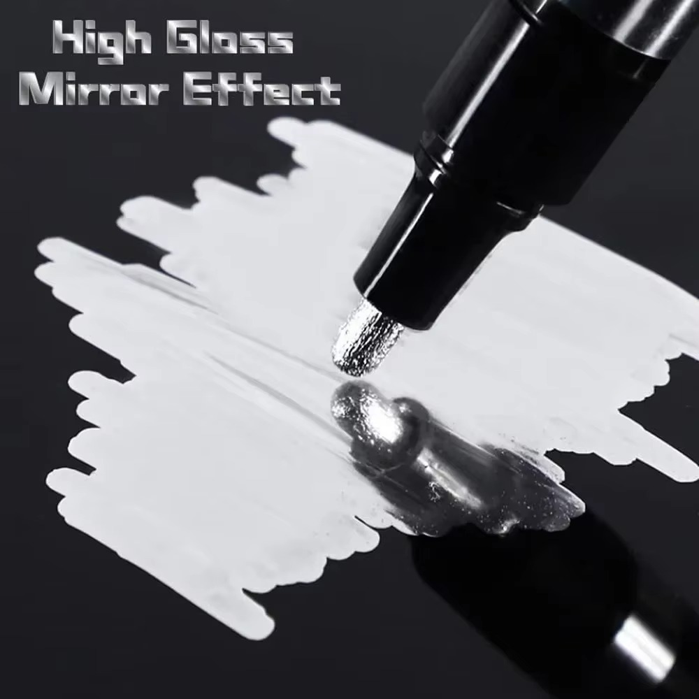 5/1 stücke Chrom Stift Marker Spiegel Wasserdichte Farbe Reparatur Für Rock Keramik Glas Metallic Gold/Silber 2mm Spitze