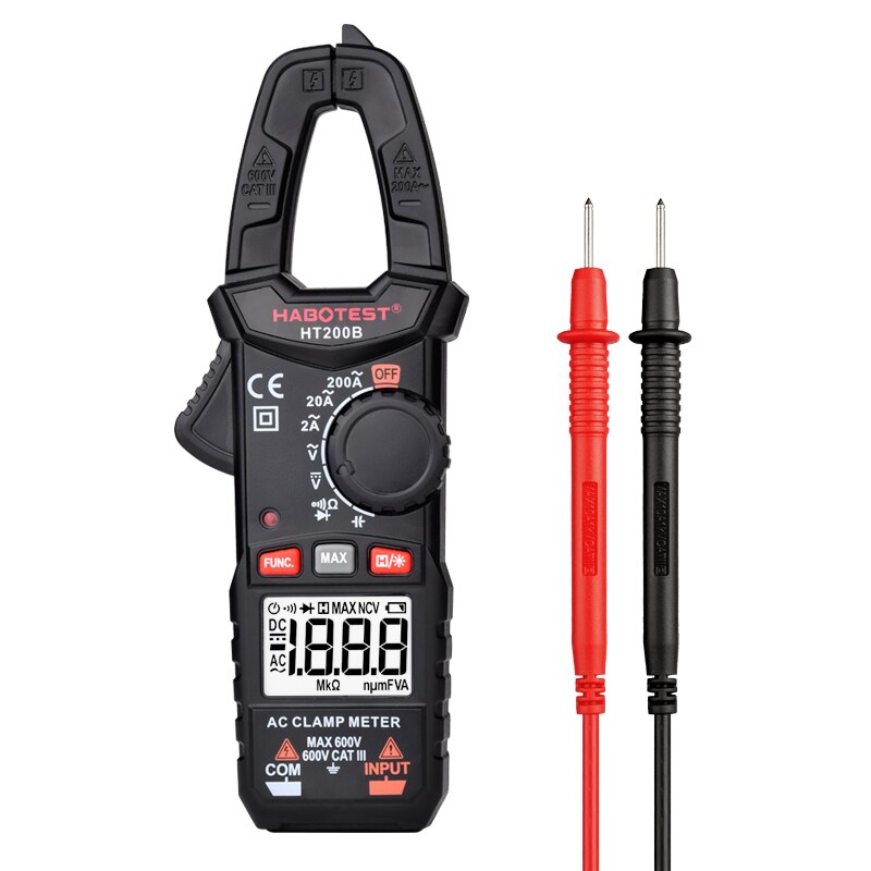 Voltage Current Clamp Meter Digital High Precision Multimeter Electrical Megger Tester Readings Are Accurate Precise Measurement: HT200B Black