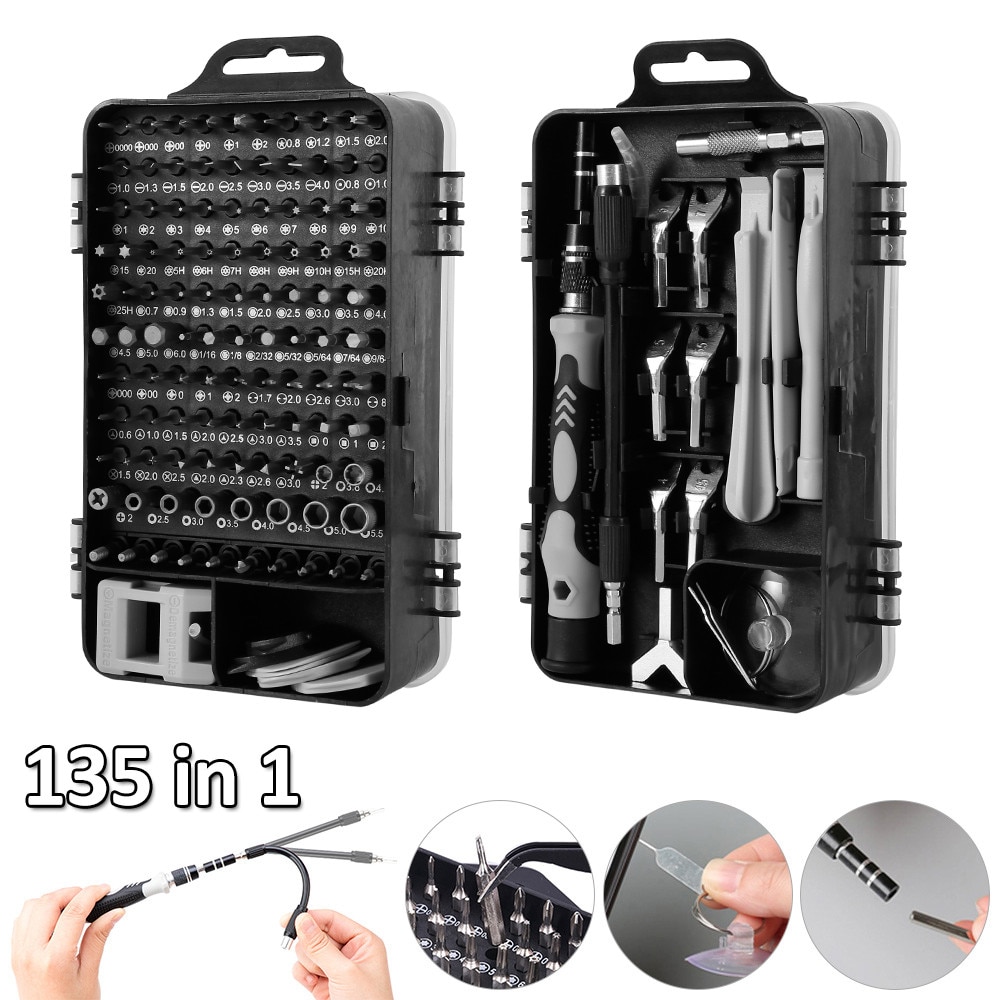 135 in 1 Screwdriver Set Hand Tools Kit Torx Bit Set Mobile Phone Repair Fans TV Tools Kit with Extension Rod