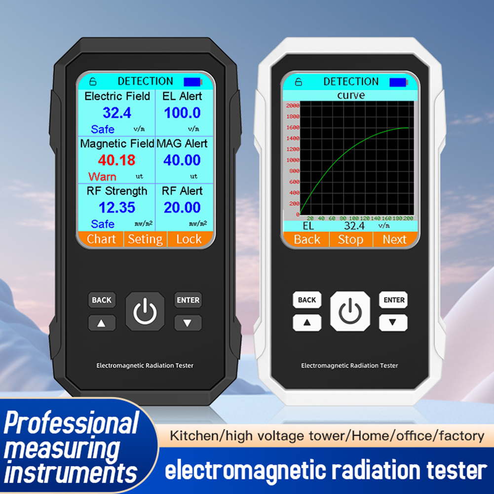 Rilevatore di radiazioni elettromagnetiche schermo a colori retroilluminato misuratore EMF campo elettrico campo magnetico Tester di radiazioni RF allarme sonoro