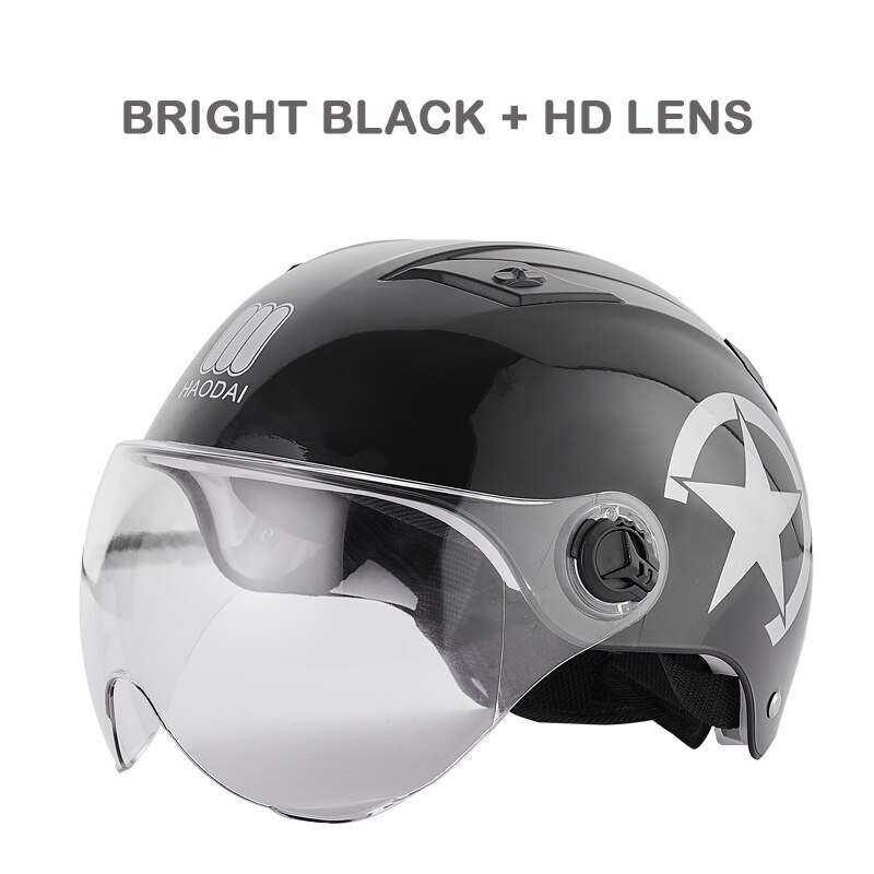 GOPLUS moto casques cyclisme vélo électrique casque Motocross demi casque lentille visières hommes femmes Scooter moto casque: light black hd