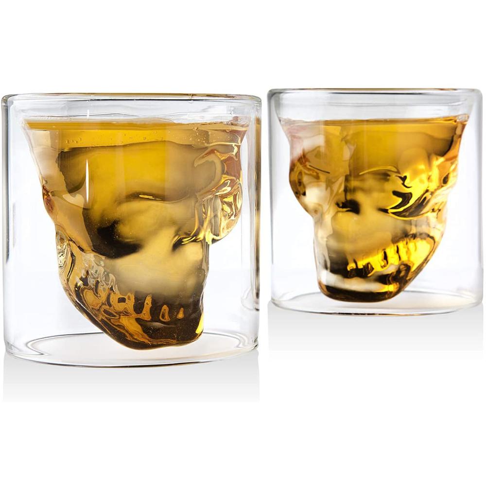 Gennemsigtig kranium glas vin karaffel, whisky kraniet skudt glas, skelet vinglas til bar familie halloween dekoration krus